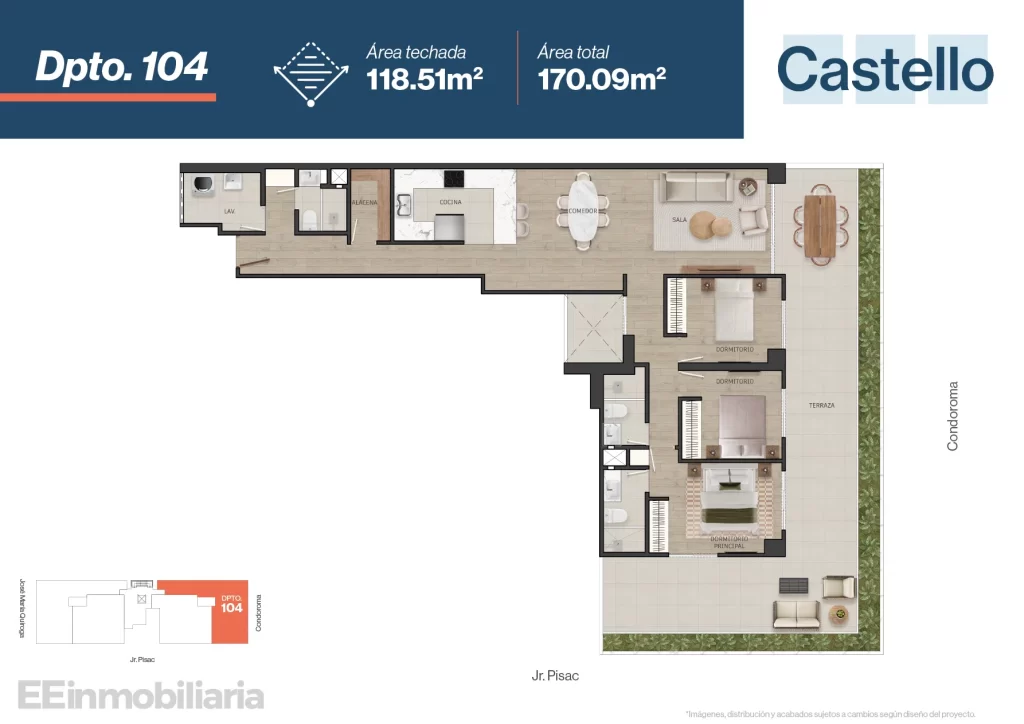 DPTO. 104 / 170.09 m² / 3 dorm