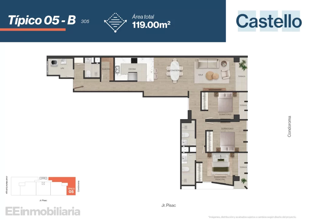 TÍPICO 1-B / 119 m² / 3 dorm