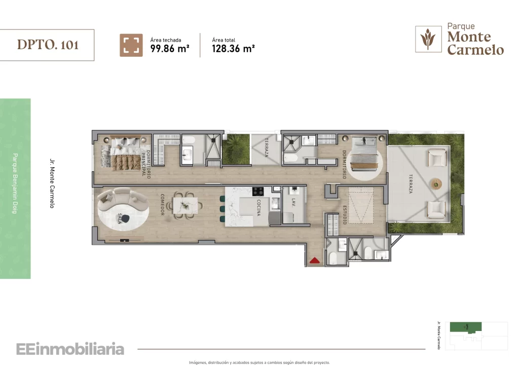 DPTO. 101 / 128.36 m² / 3 dorm