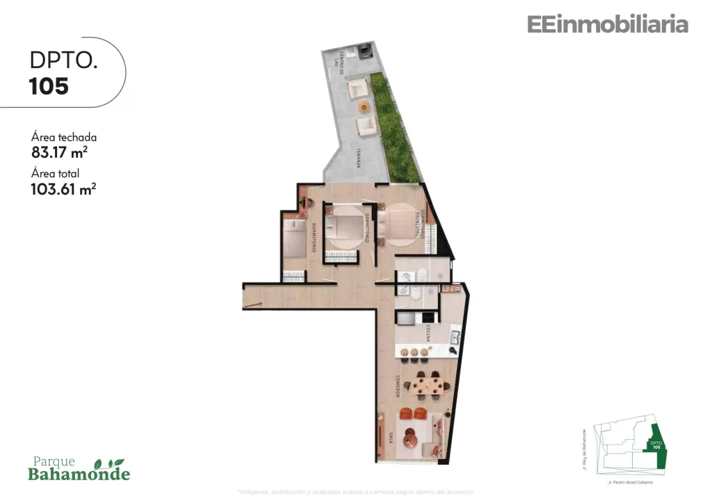 DPTO. 105 / 103.61 m² / 3 dorm