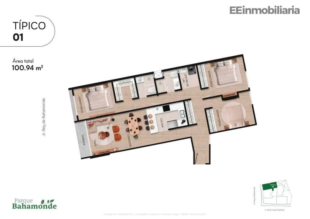 TÍPICO 01 / 100.94 m² / 3 dorm