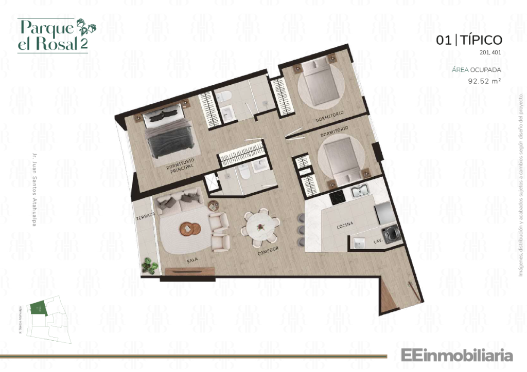 TÍPICO 1 / 92.52 m² / 3 dorm